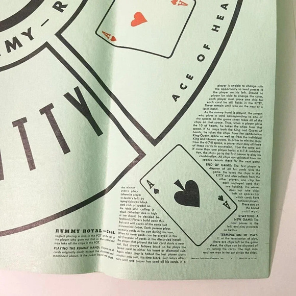 Vintage 1962 Rummy Royal Whitman Plastic Table Sheet Michigan  Rummy Game - Picture 10 of 16